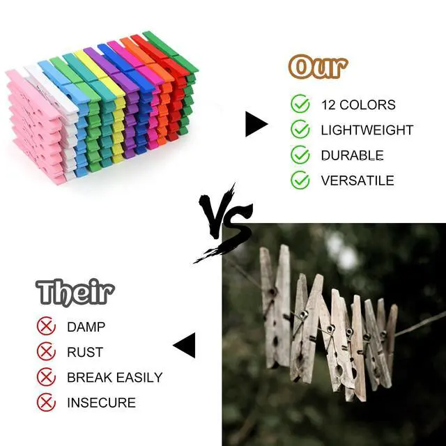 Alt view image 4 of 7 - 72 Pcs Colorful Wooden Clothes Pins, 2.9 Inch 12 Colors Clothes Pins for Hanging Clothes, Pictures, Photos, Classroom, Crafts, Decoration, Colorful Clothespins Heavy Duty