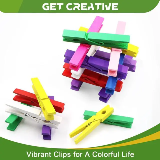 Alt view image 4 of 7 - 100 Pcs Colored Clothes Pins Wooden, Colored Clothespins for Crafts 2.9 Inch, Clothing Pins for Hanging Classroom