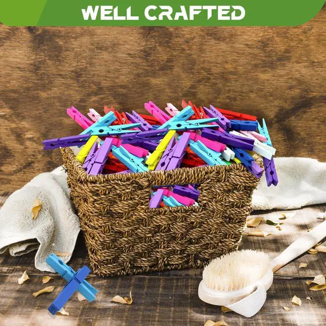 Alt view image 6 of 7 - 100 Pcs Colored Clothes Pins Wooden, Colored Clothespins for Crafts 2.9 Inch, Clothing Pins for Hanging Classroom
