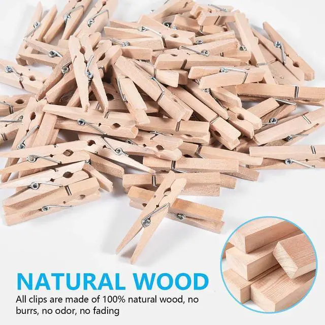 Alt view image 3 of 7 - 100 Pcs 1.9 Inch Wooden Clothes Pins Heavy Duty Natural Wood Clips Clothespins with Rust Resistant Spring for Hanging Pictures Chip Bags DIY Crafts Photos Drying Laundry Classroom Decoration