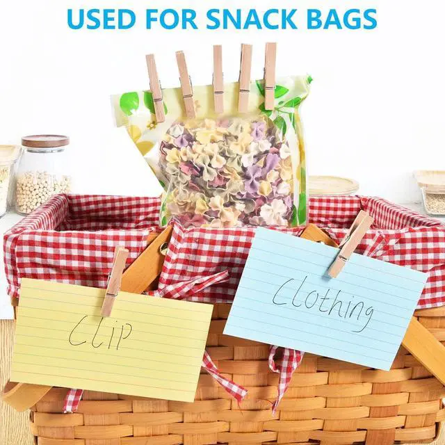 Alt view image 5 of 7 - 100 Pcs 1.9 Inch Wooden Clothes Pins Heavy Duty Natural Wood Clips Clothespins with Rust Resistant Spring for Hanging Pictures Chip Bags DIY Crafts Photos Drying Laundry Classroom Decoration