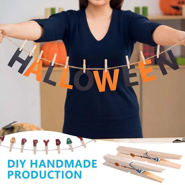 Alt view image 6 of 7 - 100 Pcs 1.9 Inch Wooden Clothes Pins Heavy Duty Natural Wood Clips Clothespins with Rust Resistant Spring for Hanging Pictures Chip Bags DIY Crafts Photos Drying Laundry Classroom Decoration