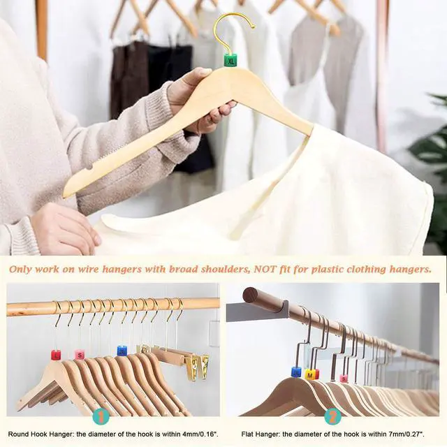 Alt view image 5 of 7 - 290 Pcs Colored Clothes Hanger Markers Assortment kit- 9 Sizes (XXS - 4XL) Color-Coding Garment Size Markers Color Clothing Coded Size Clips Set with Storage Box
