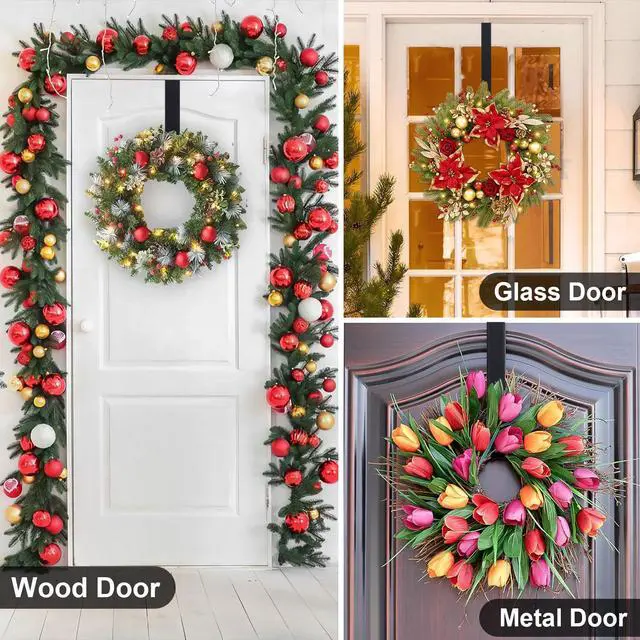 Alt view image 3 of 7 - Wreath Hanger,Easter Decorations Adjustable Wreath Hanger for Front Door Decor from 14.9-25",Over The Door Hooks Organizer 20 lbs Larger Wreaths Hangers Christmas Wreaths Decorations Hook