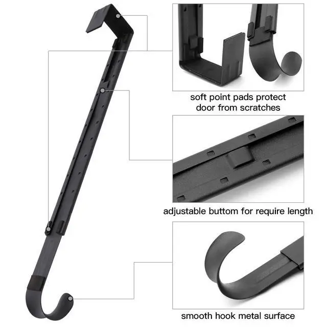Alt view image 7 of 7 - Wreath Hanger,Easter Decorations Adjustable Wreath Hanger for Front Door Decor from 14.9-25",Over The Door Hooks Organizer 20 lbs Larger Wreaths Hangers Christmas Wreaths Decorations Hook