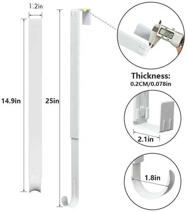 Alt view image 4 of 7 - Wreath Hanger, Adjustable Over the Door Wreath Hanger from 15 to 25 Inches & Wreath Holder & Wreath Door Hanger for Front Door Decor 20 lbs Larger Christmas Decorations Hook (White)