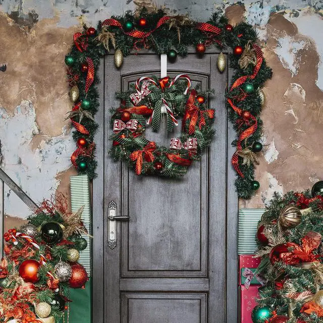 Alt view image 6 of 7 - Wreath Hanger, Adjustable Over the Door Wreath Hanger from 15 to 25 Inches & Wreath Holder & Wreath Door Hanger for Front Door Decor 20 lbs Larger Christmas Decorations Hook (White)