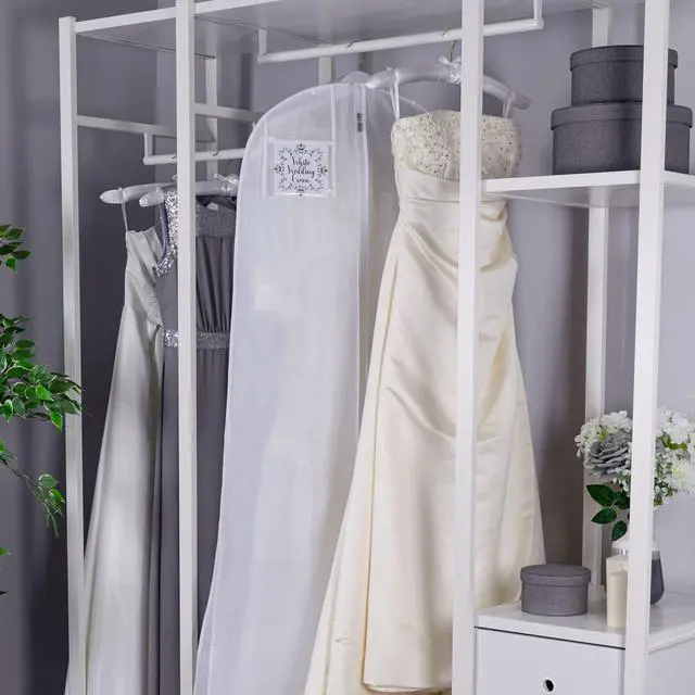 Alt view image 7 of 7 - White 17inch Satin Padded Top Garment Wedding Clothes Coat Hangers with Buttons