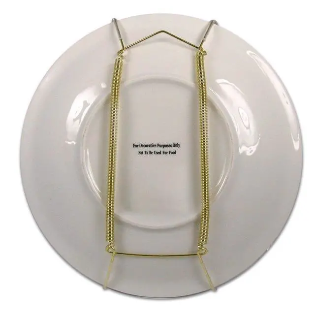 Alt view image 2 of 4 - Deluxe Plate Display Hangers, Spring Style - Assembled & Ready to Use - Holds 7 to 10 Inch Plates, Gold Wire Spring Type, Hanger Hooks & Nails Included - Pack of 3