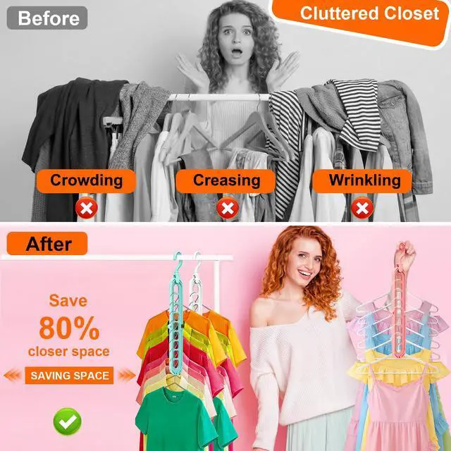 Alt view image 2 of 7 - Closet Organizers and Storage, Multifunctional Organization and Storage Home Essentials Magic Space Saving Hangers with 9 Holes for Wardrobe Closet Heavy Clothes