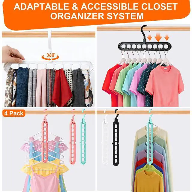 Alt view image 7 of 7 - Closet Organizers and Storage, Multifunctional Organization and Storage Home Essentials Magic Space Saving Hangers with 9 Holes for Wardrobe Closet Heavy Clothes