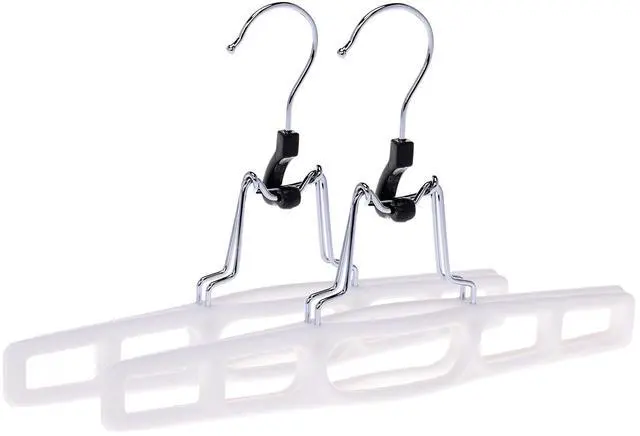 Main image of Premium Skirt Hangers 2-Pack - Thin Space-Saving Skirt Hanger Set with Clamp, Pant Hanger 2-Piece Set, Shorts Hangers with Heavy-Duty Locking Clasp, Multipurpose Quality Jean Hangers Set (White, 2)