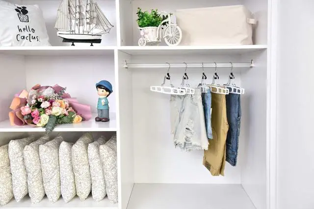 Alt view image 3 of 7 - Premium Skirt Hangers 2-Pack - Thin Space-Saving Skirt Hanger Set with Clamp, Pant Hanger 2-Piece Set, Shorts Hangers with Heavy-Duty Locking Clasp, Multipurpose Quality Jean Hangers Set (White, 2)