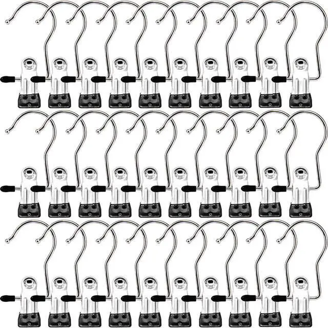 Main image of Laundry Hooks Hanging Clips Clothes Pins Closet Hanger Organizer Clamps Socks Towel Clips Heavy Duty Clothespins Bulk Hanger Clips for Closet Travel Pants Socks Handbags, 30 Pack
