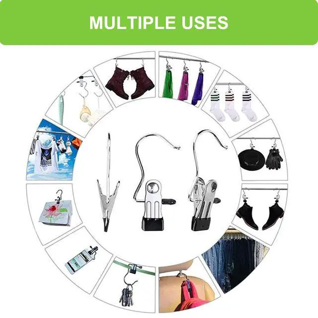 Alt view image 7 of 7 - Laundry Hooks Hanging Clips Clothes Pins Closet Hanger Organizer Clamps Socks Towel Clips Heavy Duty Clothespins Bulk Hanger Clips for Closet Travel Pants Socks Handbags, 30 Pack
