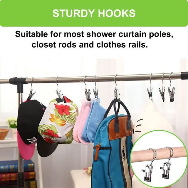 Alt view image 6 of 7 - Laundry Hooks Hanging Clips Clothes Pins Closet Hanger Organizer Clamps Socks Towel Clips Heavy Duty Clothespins Bulk Hanger Clips for Closet Travel Pants Socks Handbags, 30 Pack