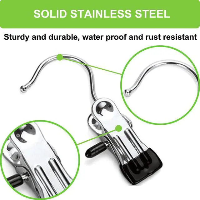 Alt view image 3 of 7 - Laundry Hooks Hanging Clips Clothes Pins Closet Hanger Organizer Clamps Socks Towel Clips Heavy Duty Clothespins Bulk Hanger Clips for Closet Travel Pants Socks Handbags, 30 Pack