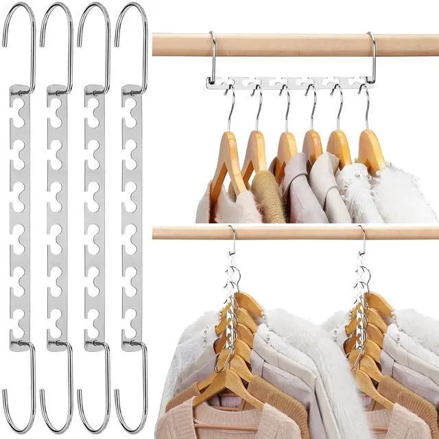 Main image of Space Saving Hangers for Clothes 4 Pack, Heavy Duty Hanger Organizer | 30 Lbs Capacity |, Metal Magic Hanger, Sturdy Multi Hangers, Closet Space Saver Closet Organizers and Storage