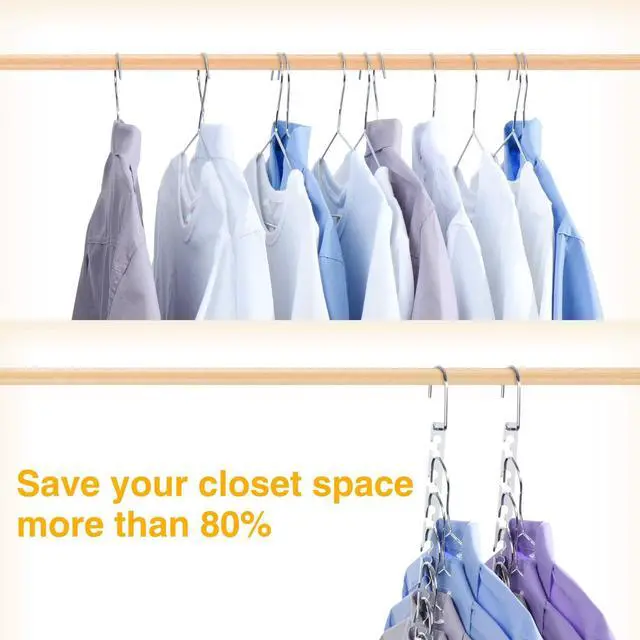 Alt view image 4 of 7 - Space Saving Hangers for Clothes 4 Pack, Heavy Duty Hanger Organizer | 30 Lbs Capacity |, Metal Magic Hanger, Sturdy Multi Hangers, Closet Space Saver Closet Organizers and Storage