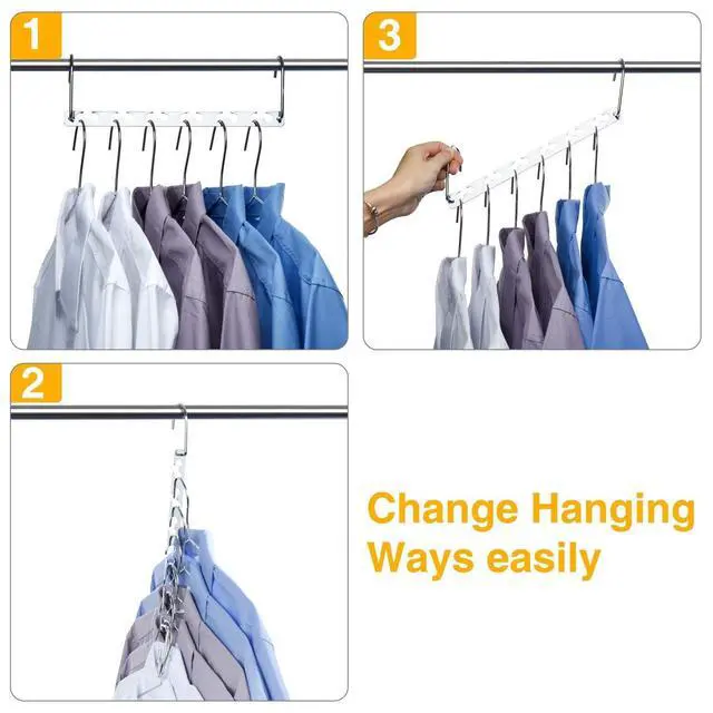 Alt view image 3 of 7 - Space Saving Hangers for Clothes 4 Pack, Heavy Duty Hanger Organizer | 30 Lbs Capacity |, Metal Magic Hanger, Sturdy Multi Hangers, Closet Space Saver Closet Organizers and Storage