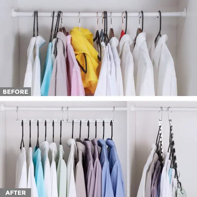 Alt view image 5 of 7 - Space Saving Hangers for Clothes 4 Pack, Heavy Duty Hanger Organizer | 30 Lbs Capacity |, Metal Magic Hanger, Sturdy Multi Hangers, Closet Space Saver Closet Organizers and Storage