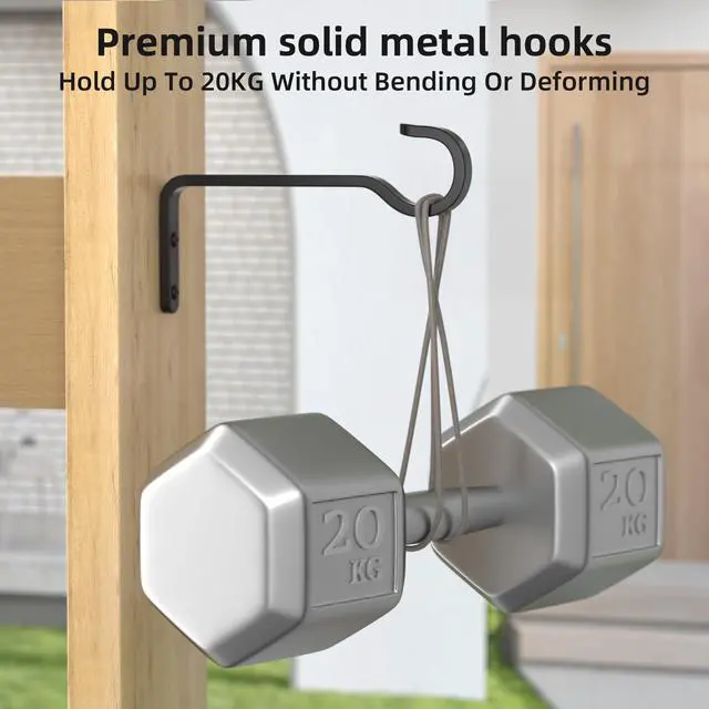 Alt view image 7 of 7 - Heavy Duty Plant Hooks for Wall: 6-Inch 2 Pack Plant Hangers Outdoor, Hold 35lb, Bird Feeder Hanger for Outside, Iron Planter Brackets for Hanging Baskets, Wind Chime, Lantern, Metal - Black