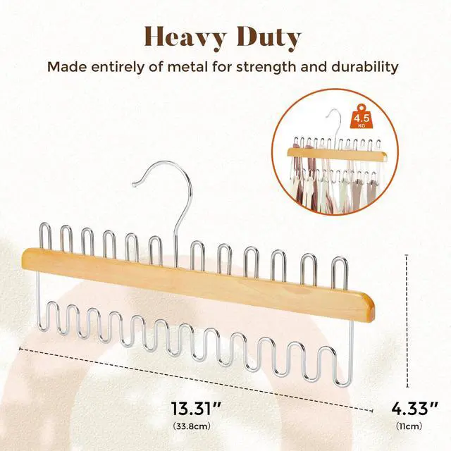 Alt view image 4 of 7 - Closet Organizers and Storage, Tank Top Hangers, Rotatable Bra Organzier for Closet, Max 24 Storage Capacity Sport Bra Holder, Wood Space Saving Hanger 1 Pack - Dorm Room Essentials