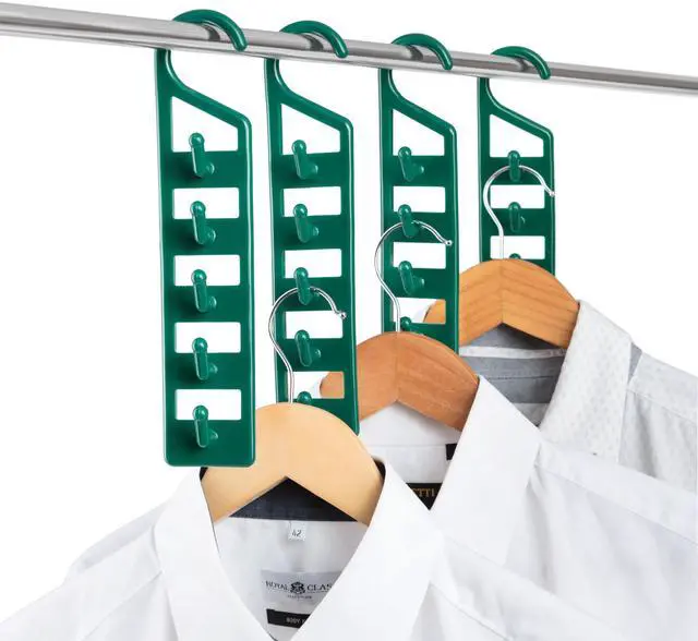 Main image of Space Saving Hangers for Clothes - 4 in Pack, Heavy Duty Plastic, Multi Closet Space Savers for Shirts, Pants, Jeans, Sweaters - Hanger Organizer Space Saver