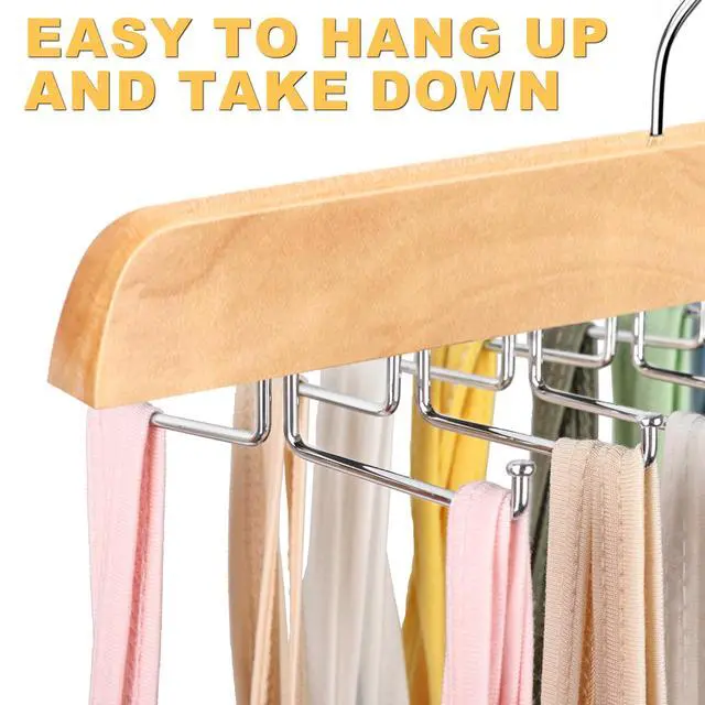 Alt view image 4 of 7 - Tank Top Hanger with Premium Wood, 20 Large Capacity, Space Saving,360 Degree Rotating, Foldable Metal Hooks, Tank Tops