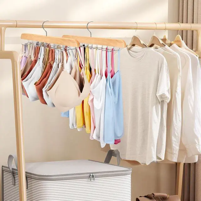 Alt view image 7 of 7 - Tank Top Hanger with Premium Wood, 20 Large Capacity, Space Saving,360 Degree Rotating, Foldable Metal Hooks, Tank Tops