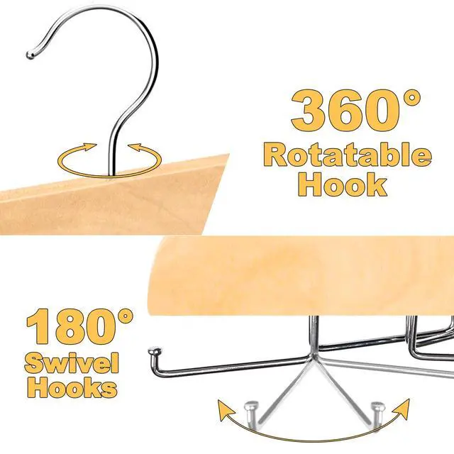 Alt view image 3 of 7 - Tank Top Hanger with Premium Wood, 20 Large Capacity, Space Saving,360 Degree Rotating, Foldable Metal Hooks, Tank Tops