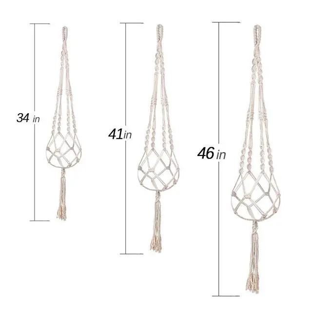 Alt view image 4 of 7 - 3 Pack Macrame Plant Hangers, Hanging Planters for Indoor Plants