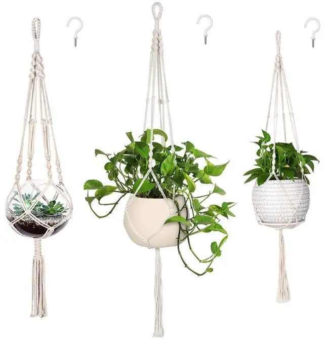 Main image of 3 Pack Macrame Plant Hangers, Hanging Planters for Indoor Plants