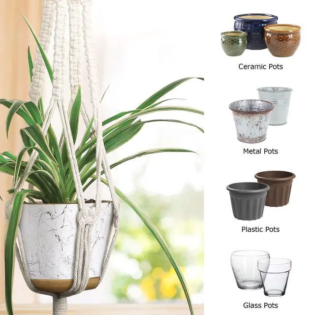 Alt view image 3 of 7 - 3 Pack Macrame Plant Hangers, Hanging Planters for Indoor Plants