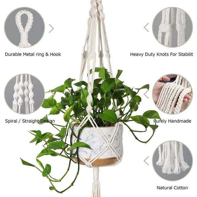 Alt view image 5 of 7 - 3 Pack Macrame Plant Hangers, Hanging Planters for Indoor Plants
