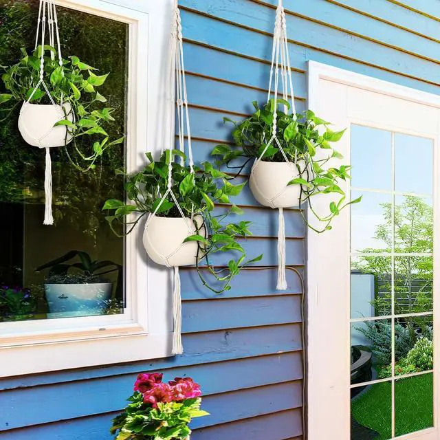 Alt view image 7 of 7 - 3 Pack Macrame Plant Hangers, Hanging Planters for Indoor Plants