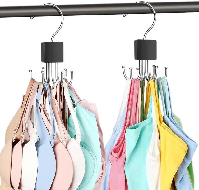 Main image of 2 Pack Tank Top Hanger, Bra Hangers for Closet Organizer Max 36 Storage Capacity, Space Saving 360°Rotatable Metal Bra Organizer, Closet Organizers and Storage for Tank Top, Bras, Scarf, Purse etc.