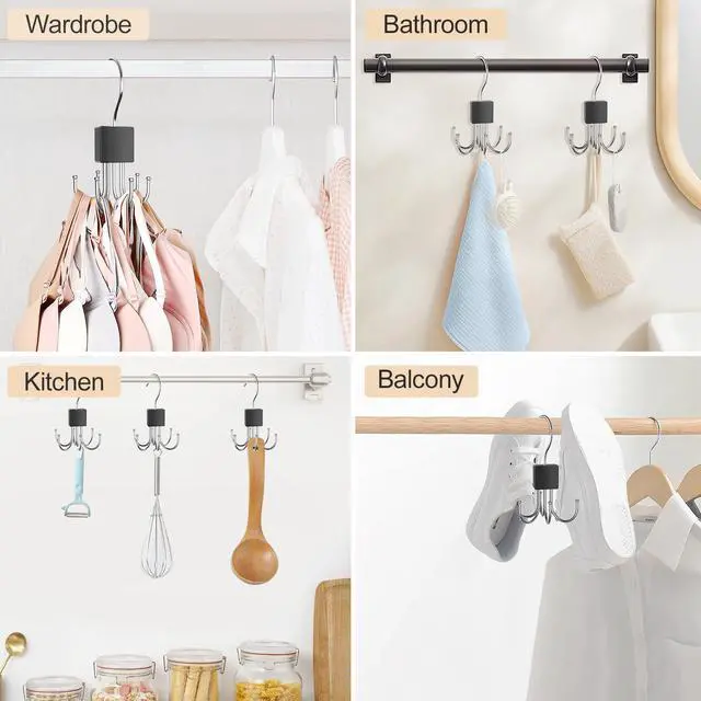Alt view image 7 of 7 - 2 Pack Tank Top Hanger, Bra Hangers for Closet Organizer Max 36 Storage Capacity, Space Saving 360°Rotatable Metal Bra Organizer, Closet Organizers and Storage for Tank Top, Bras, Scarf, Purse etc.