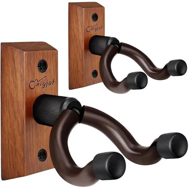 Main image of Guitar Wall Mount 2 Pack, Wood Guitar Hanger Wall Hook with Screws, Guitar Stand Wall Mount Holder for Acoustic Guitar, Banjo, Bass,Guitar Accessories Gifts for Guitar Players