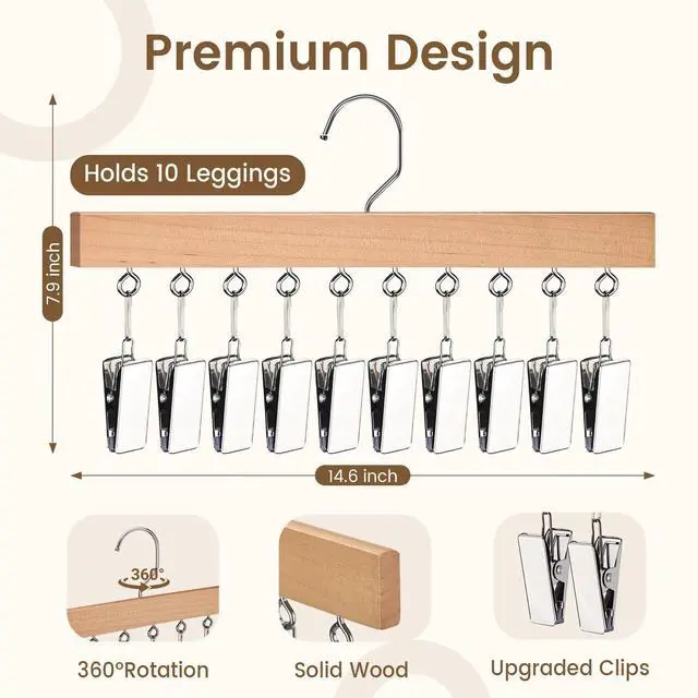 Alt view image 3 of 7 - 2 Pack Legging Hanger for Closet, Non-Slip Clips, Holds 20 Leggings