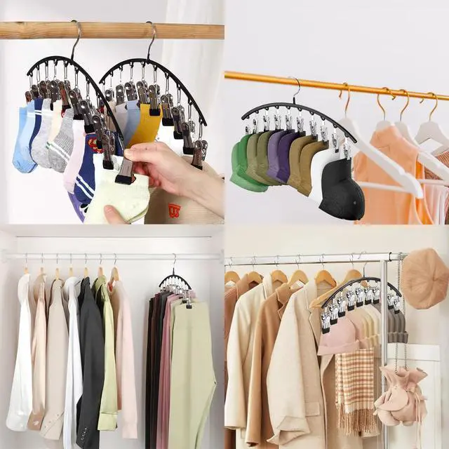 Alt view image 4 of 7 - Legging Hangers for Closet Organizer, Hat Hangers for Closet 2 Pack with 10 Clips Holds 20 Leggings, Legging Hanger, Pants Storage Organizer Suitable for Socks, Panties, Underwear, Pants