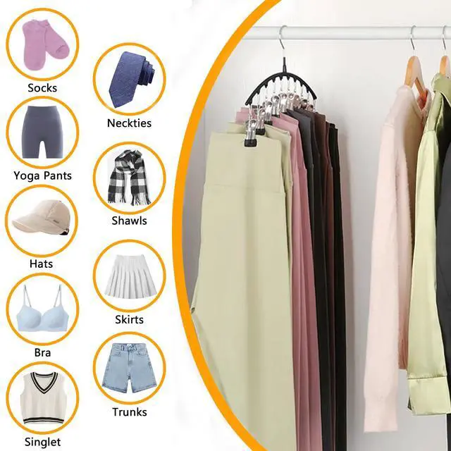 Alt view image 3 of 7 - Legging Hangers for Closet Organizer, Hat Hangers for Closet 2 Pack with 10 Clips Holds 20 Leggings, Legging Hanger, Pants Storage Organizer Suitable for Socks, Panties, Underwear, Pants