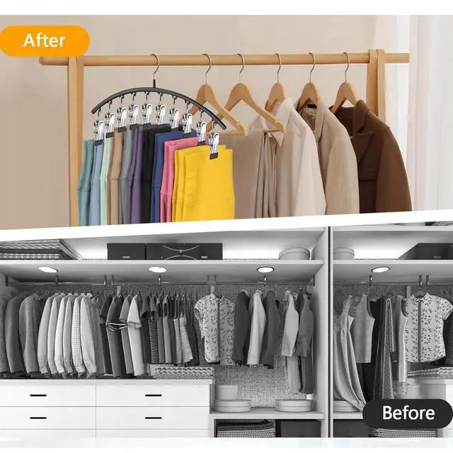 Alt view image 6 of 7 - Legging Hangers for Closet Organizer, Hat Hangers for Closet 2 Pack with 10 Clips Holds 20 Leggings, Legging Hanger, Pants Storage Organizer Suitable for Socks, Panties, Underwear, Pants