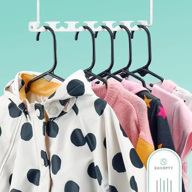 Alt view image 3 of 3 - Kids Plastic Hangers, Children's Hangers for Baby, Toddler, and Child Clothes - Everyday Standard Use - Ideal for Boys and Girls Closet, Clothing, Pants, Coats, and More - Black, 20 Pack