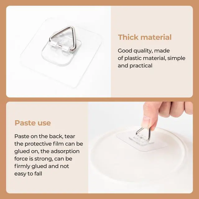 Alt view image 3 of 6 - 10 Pack Invisible Vertical Plate Hangers, 2.3 Inch Adhesive Plastic Hooks for Hanging Decorative Plates, Wall Art, and Small Artwork