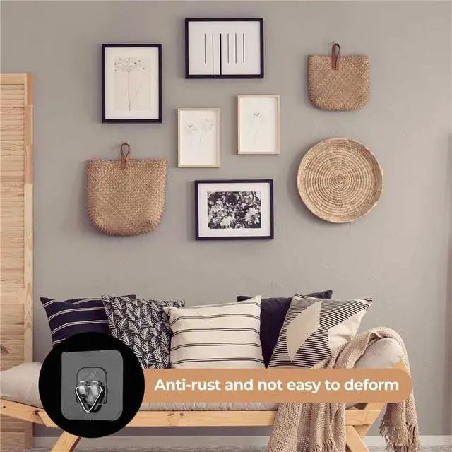 Alt view image 6 of 6 - 10 Pack Invisible Vertical Plate Hangers, 2.3 Inch Adhesive Plastic Hooks for Hanging Decorative Plates, Wall Art, and Small Artwork