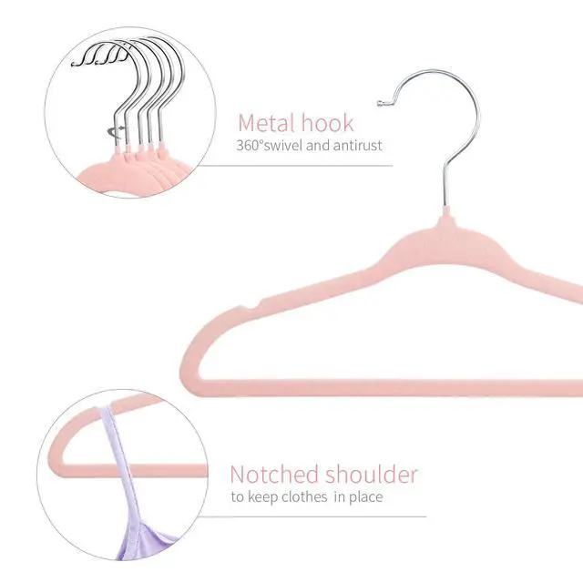 Alt view image 3 of 7 - Baby Hangers, Childrens Hanger Kids Coat Hangers with Ultra Thin & Non-Slip Design 15 Pack (Light Pink)