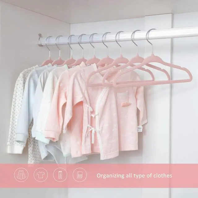Alt view image 6 of 7 - Baby Hangers, Childrens Hanger Kids Coat Hangers with Ultra Thin & Non-Slip Design 15 Pack (Light Pink)