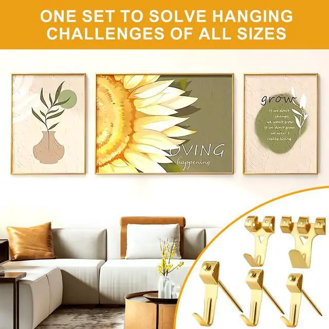 Alt view image 6 of 7 - 303Pcs Picture Hanging Kit, Picture Hangers Assorted Kit with Heavy Duty Picture Hanging Hooks/Hardware Nails/Sawtooth/Wire/D Rings/Level, Metal Picture Wall Hooks for Frame Canvas Mounting