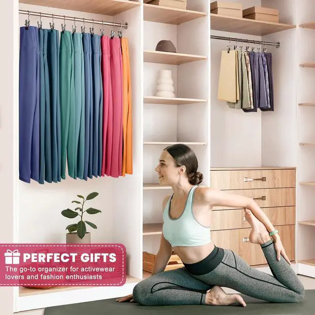 Alt view image 2 of 7 - 12 Pack Pants Hangers with Clip,Legging Organizer for Closet Hanging, Space Saving Yoga Pants Hangers Clip Hangers Closet Organization,Closet Organizers and Storage for Jeans,Shorts,Skirts,Hats